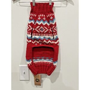 Chilly Dog Small Sweater Red Fair isle Size Small  100% Wool
